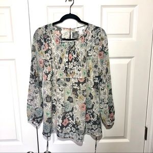 Maternity Sheer Floral Blouse with Liner